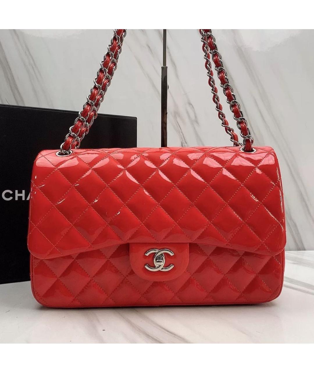 CHANEL Красная сумка через плечо из лакированной кожи, фото 5