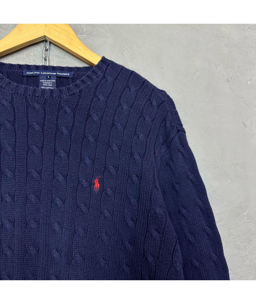 POLO RALPH LAUREN Темно-синий хлопковый джемпер / свитер, фото 4