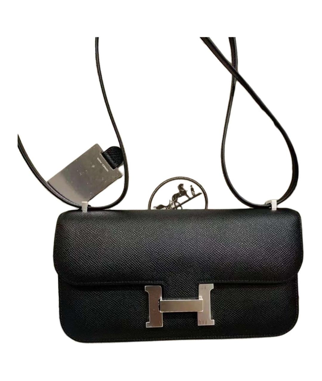 HERMES Черная кожаная сумка через плечо, фото 1