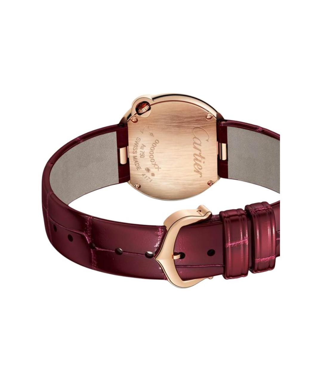 CARTIER Бордовые часы из розового золота, фото 2