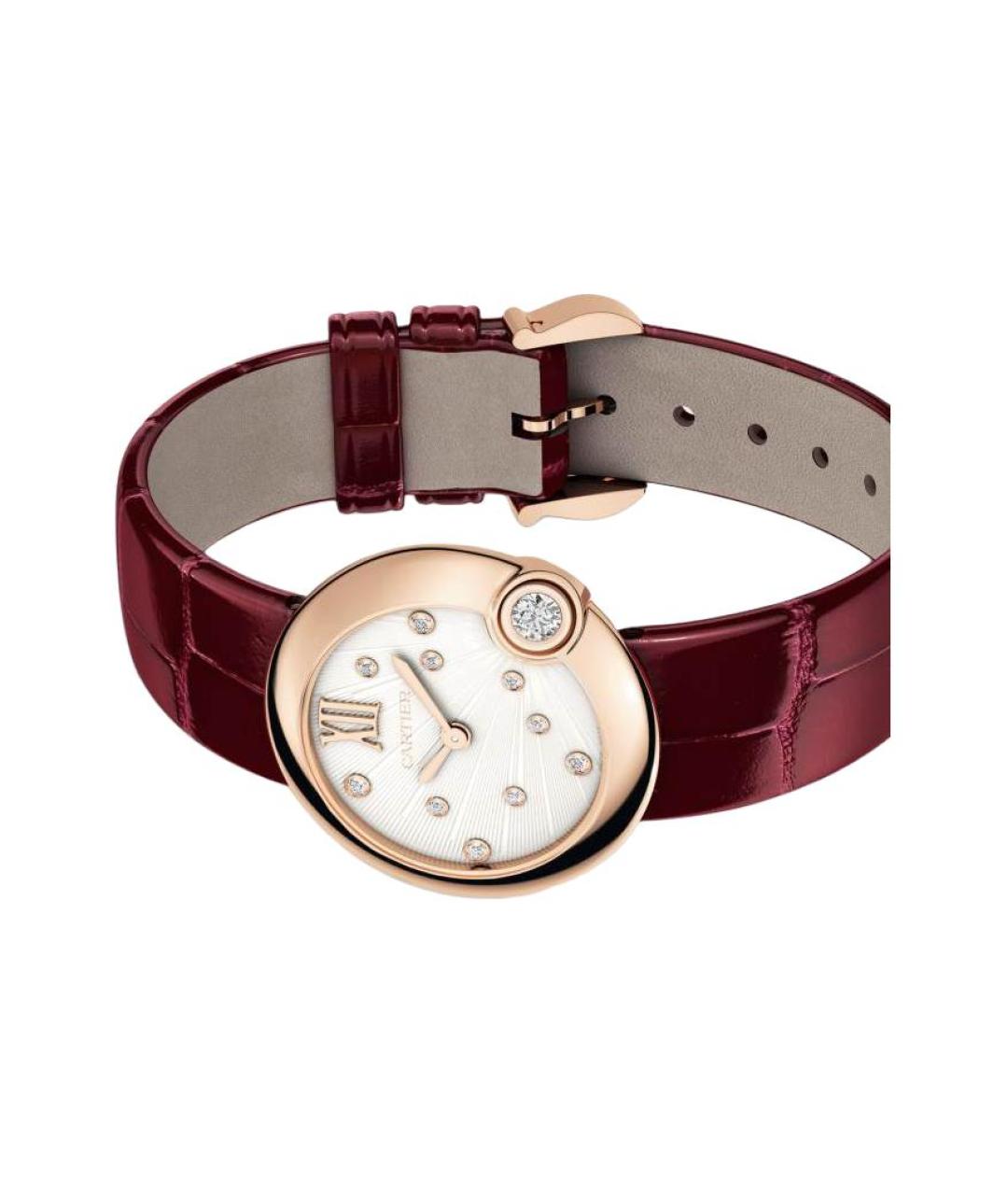 CARTIER Бордовые часы из розового золота, фото 3