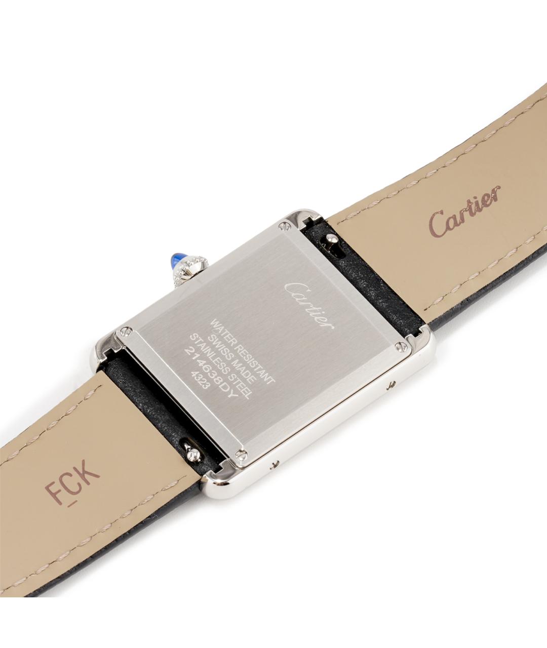 CARTIER Черные кожаные часы, фото 6