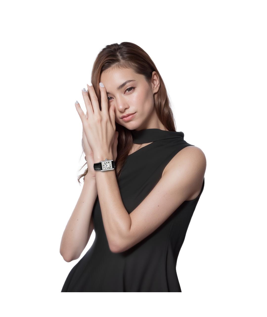 CARTIER Черные кожаные часы, фото 7