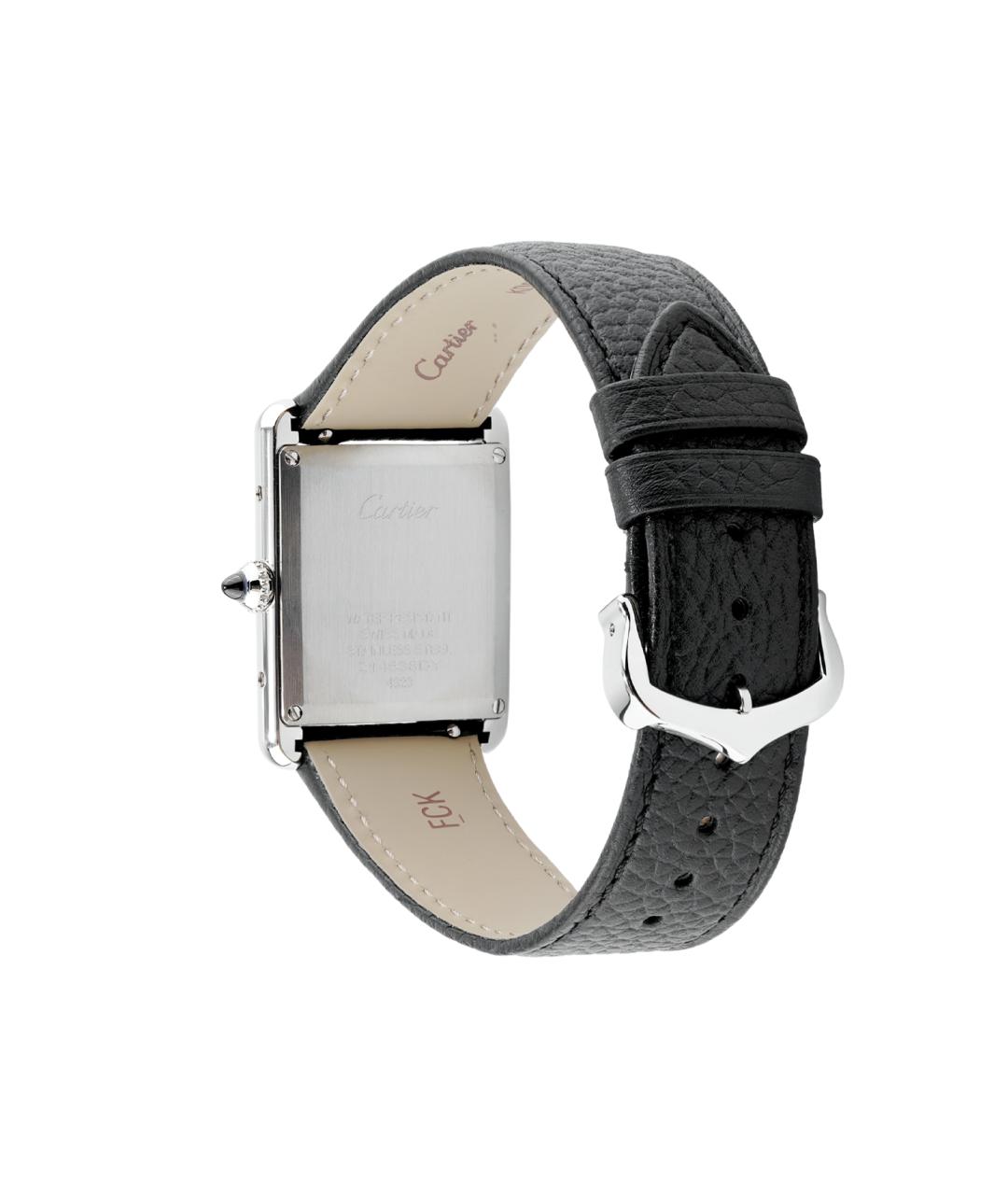 CARTIER Черные кожаные часы, фото 4