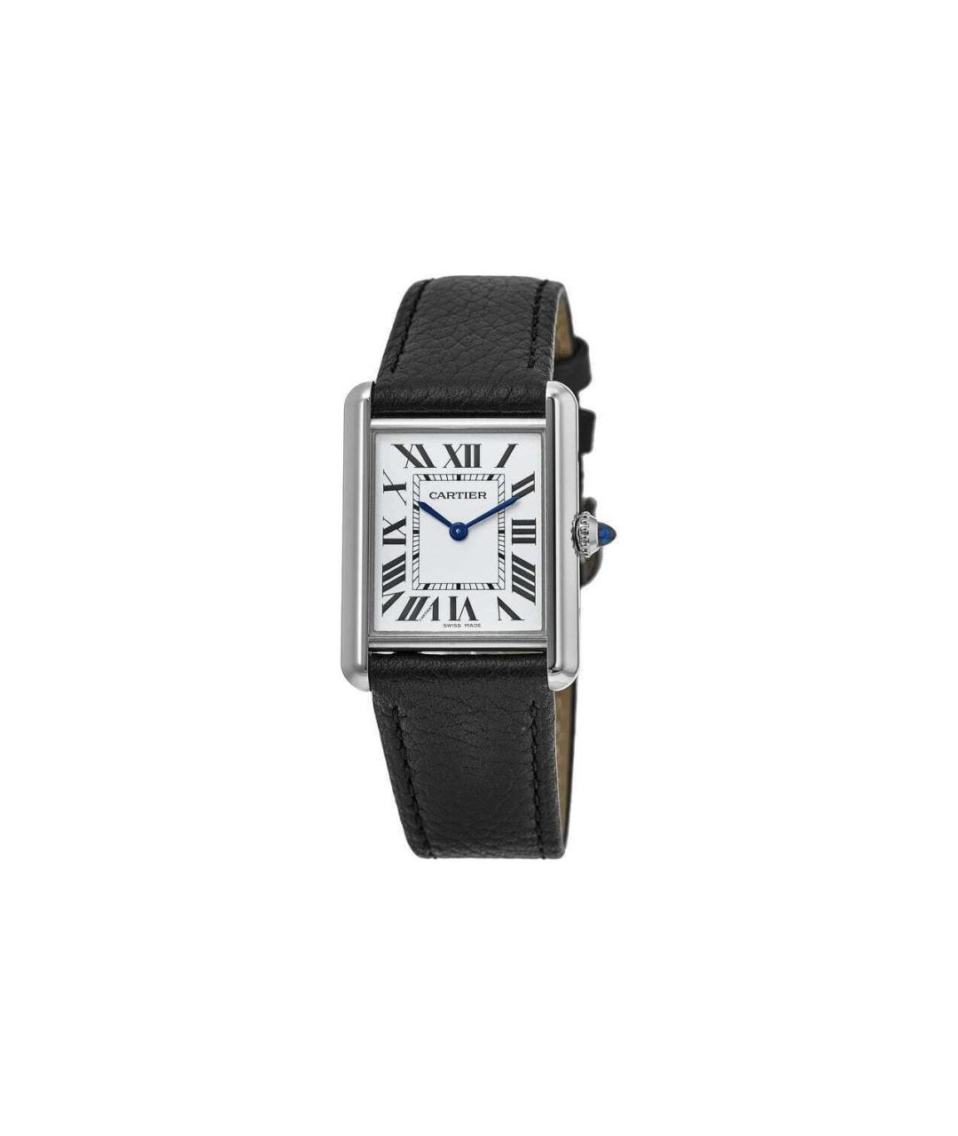 CARTIER Черные кожаные часы, фото 2