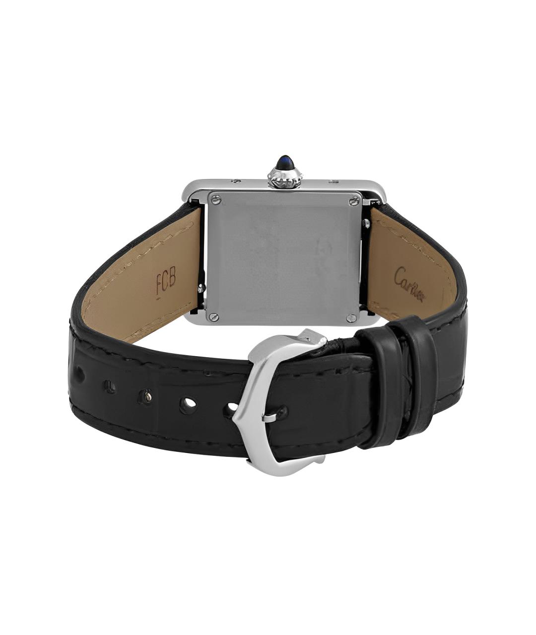 CARTIER Черные кожаные часы, фото 4