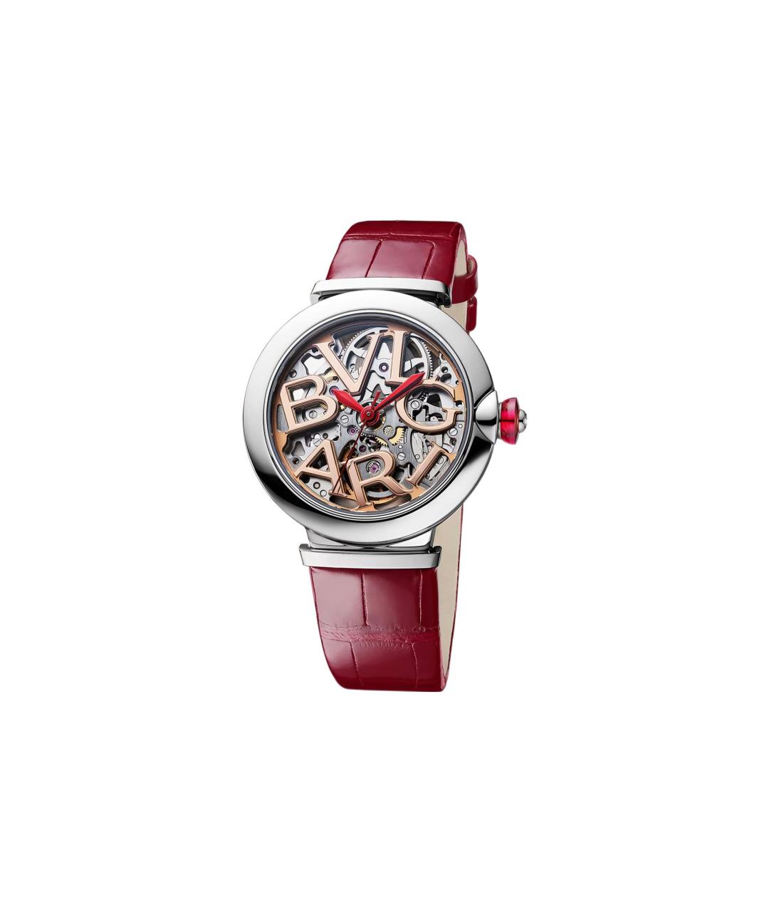 BVLGARI Красные кожаные часы, фото 2