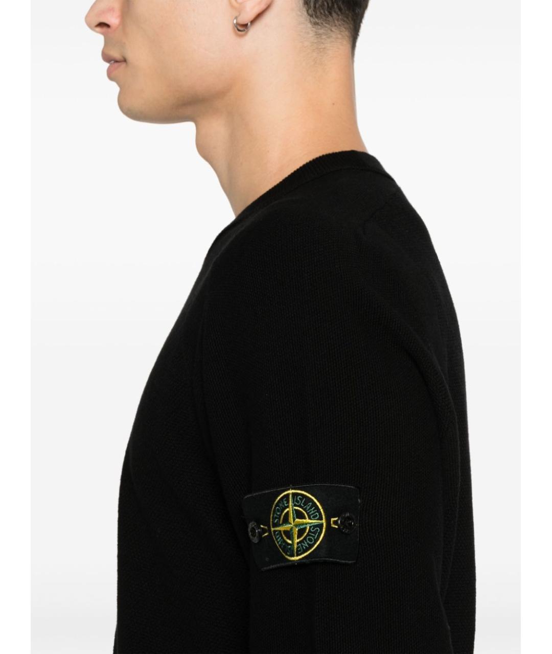 STONE ISLAND Черный хлопковый джемпер / свитер, фото 5