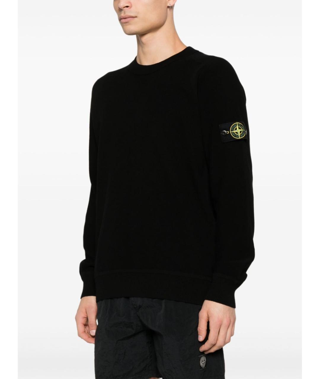 STONE ISLAND Черный хлопковый джемпер / свитер, фото 3