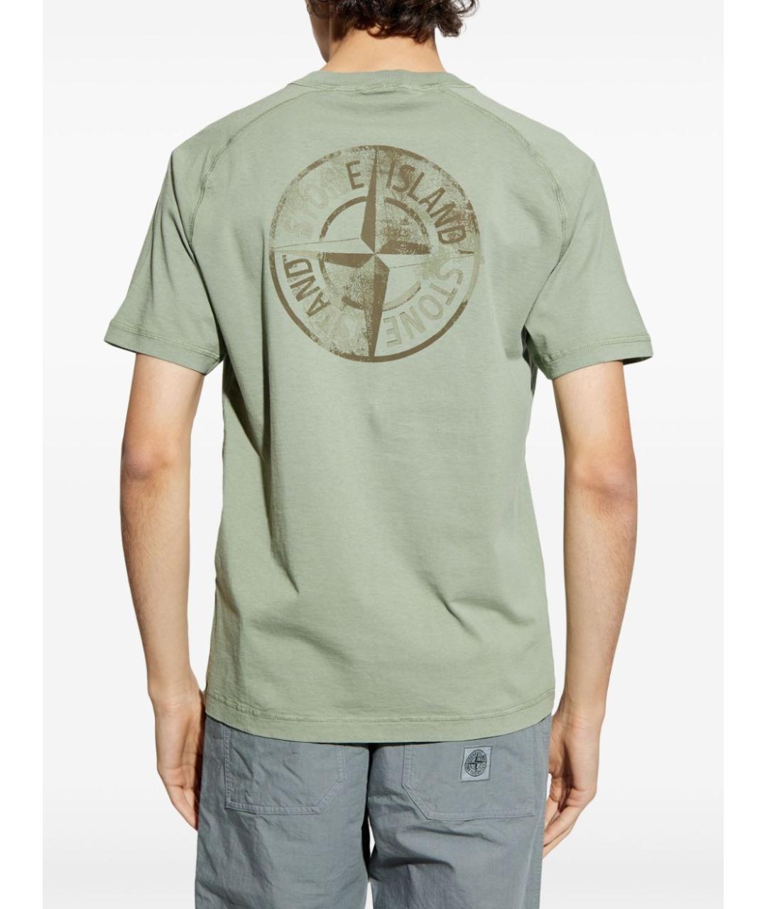 STONE ISLAND Зеленая хлопковая футболка, фото 4