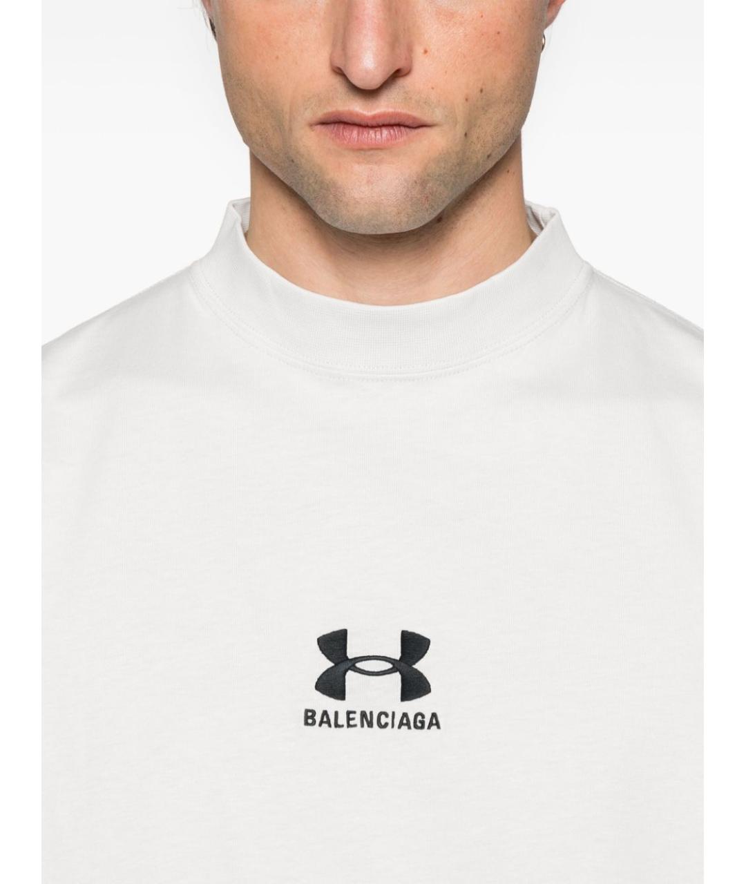 BALENCIAGA Белая хлопковая футболка, фото 4