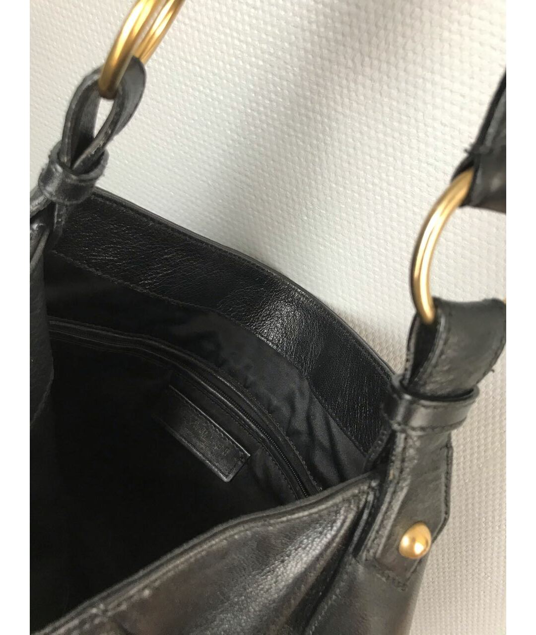 YVES SAINT LAURENT VINTAGE Черная кожаная сумка тоут, фото 4