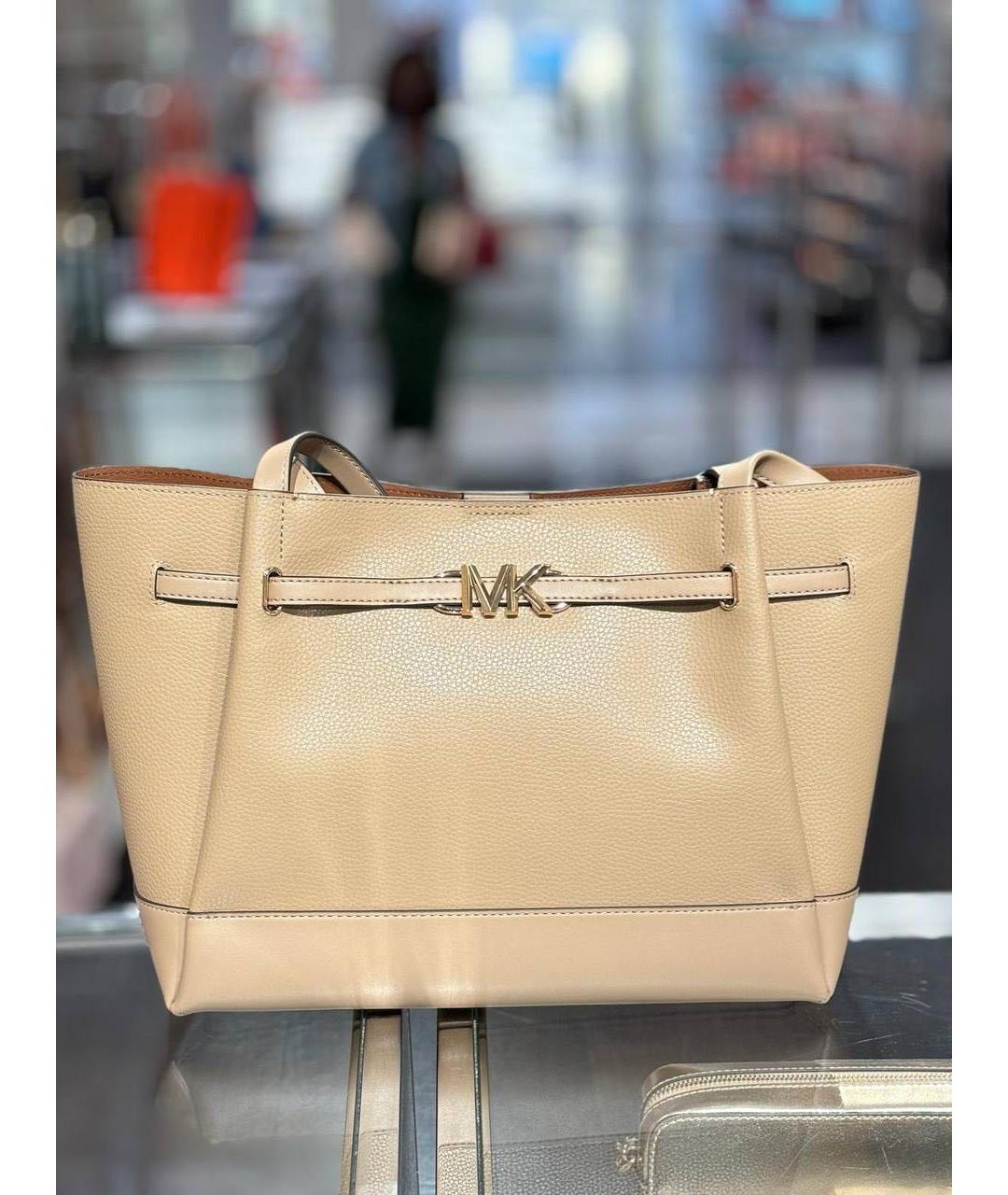 MICHAEL KORS Бежевая кожаная сумка тоут, фото 7