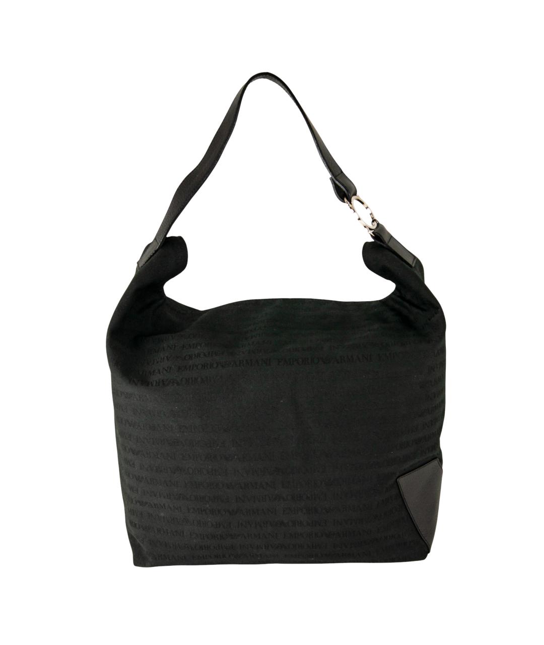 EMPORIO ARMANI Черная тканевая сумка тоут, фото 1