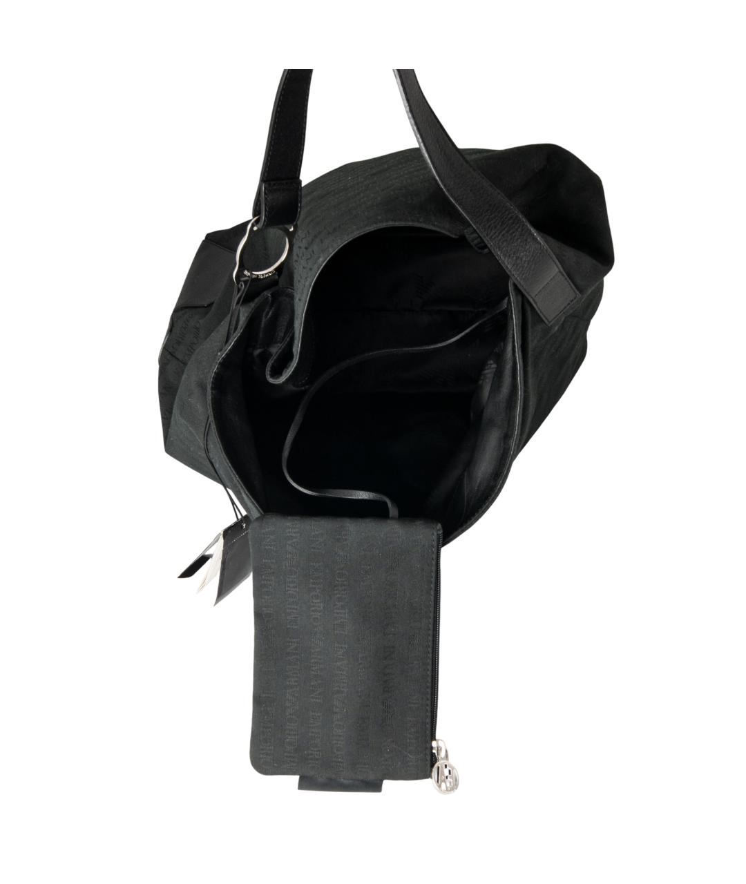 EMPORIO ARMANI Черная тканевая сумка тоут, фото 5