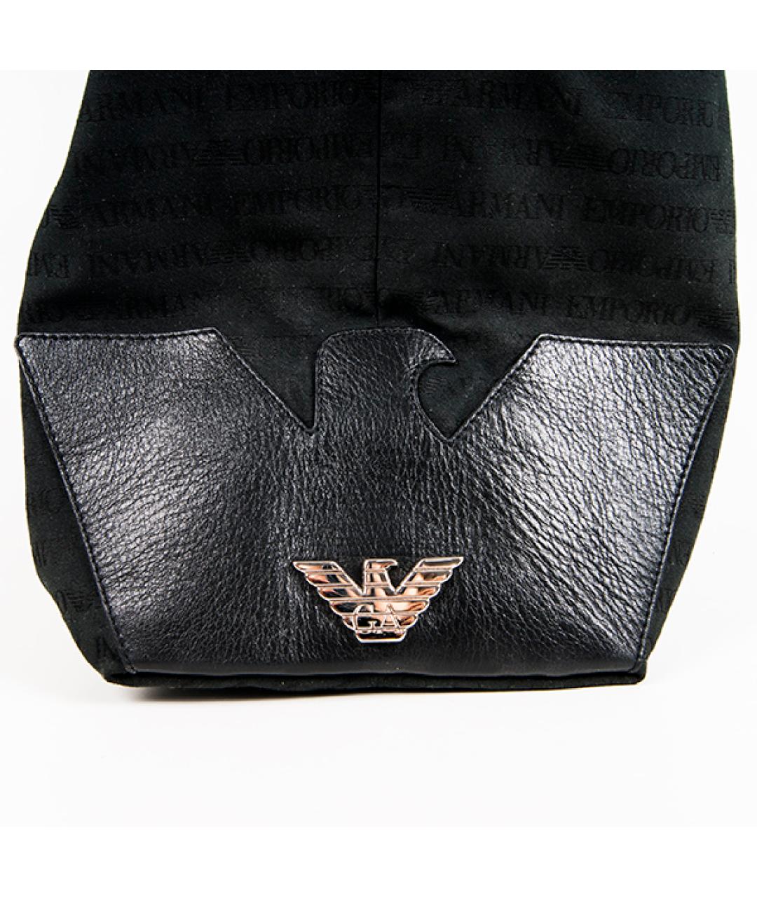 EMPORIO ARMANI Черная тканевая сумка тоут, фото 2