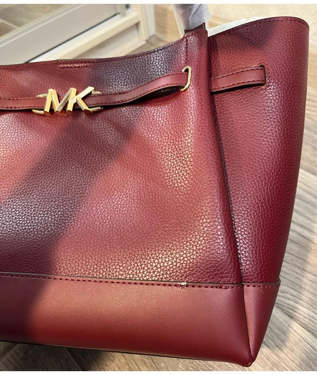 MICHAEL KORS Бордовая кожаная сумка тоут, фото 5