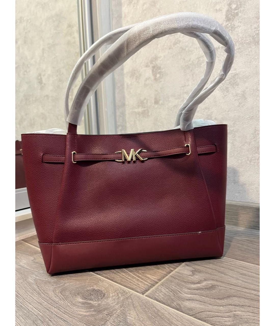 MICHAEL KORS Бордовая кожаная сумка тоут, фото 6