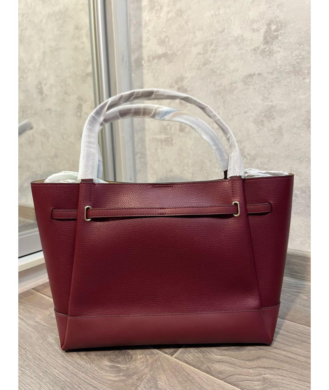 MICHAEL KORS Бордовая кожаная сумка тоут, фото 2