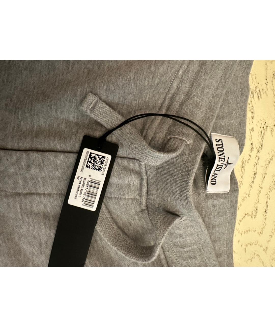 STONE ISLAND Серые хлопковые повседневные брюки, фото 7