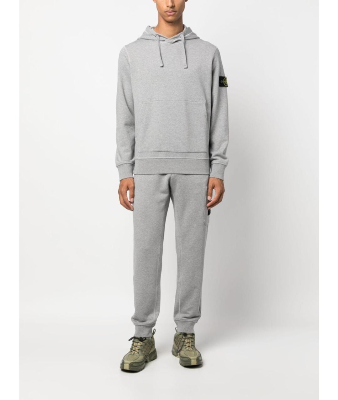 STONE ISLAND Серые хлопковые повседневные брюки, фото 2