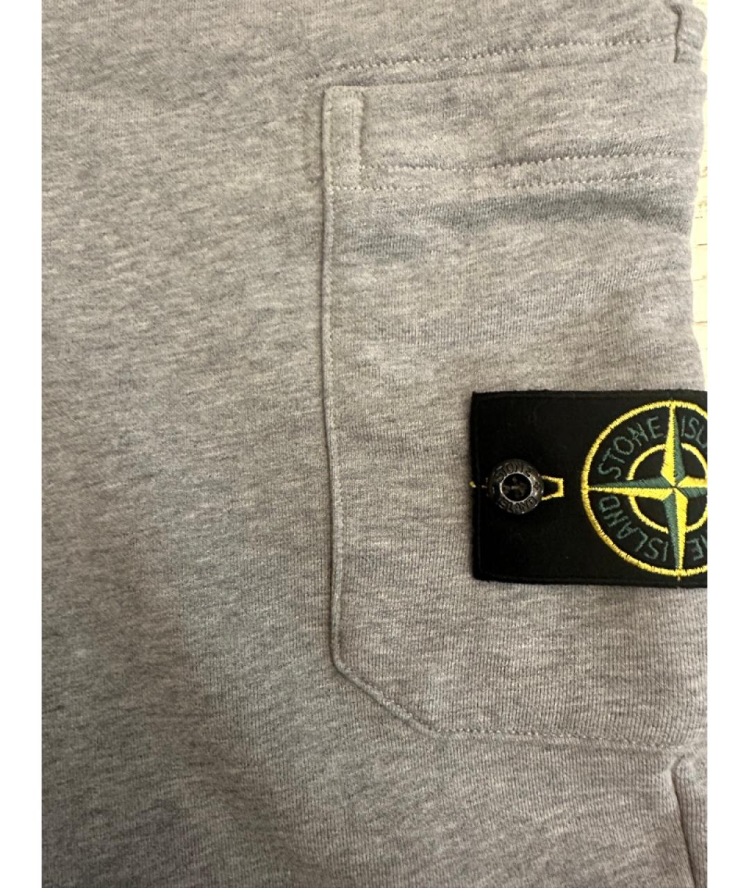 STONE ISLAND Серые хлопковые повседневные брюки, фото 8