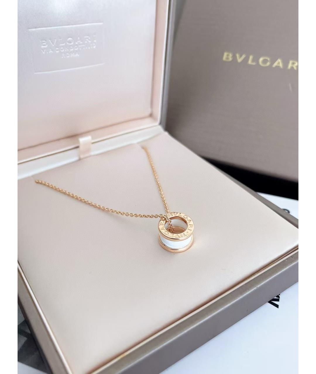 BVLGARI Белая подвеска из розового золота, фото 7