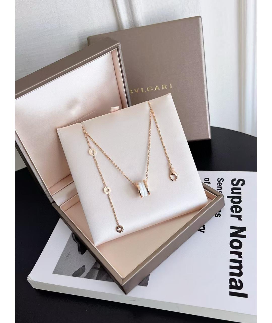 BVLGARI Белая подвеска из розового золота, фото 6