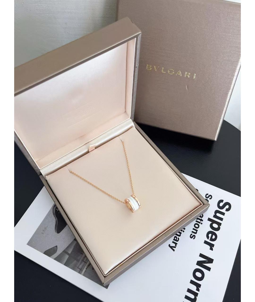 BVLGARI Белая подвеска из розового золота, фото 5
