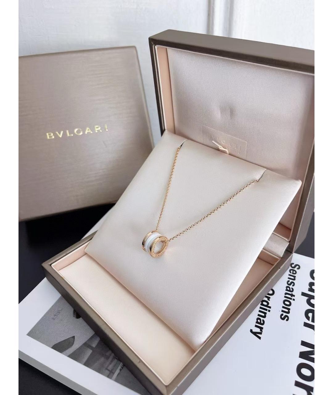 BVLGARI Белая подвеска из розового золота, фото 4