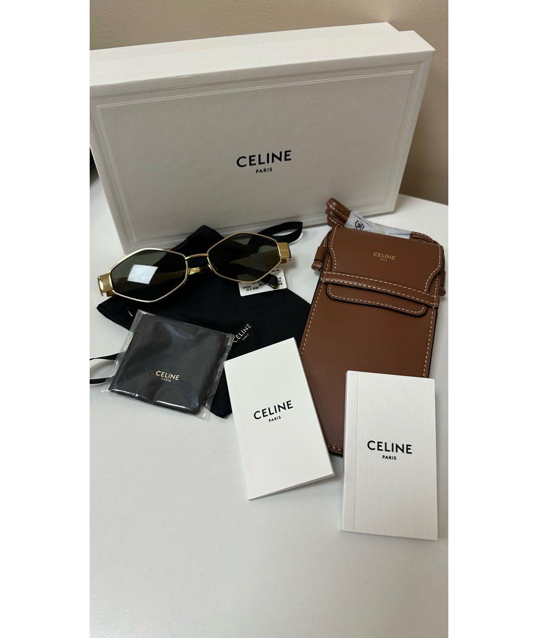 CELINE Золотые металлические солнцезащитные очки, фото 6