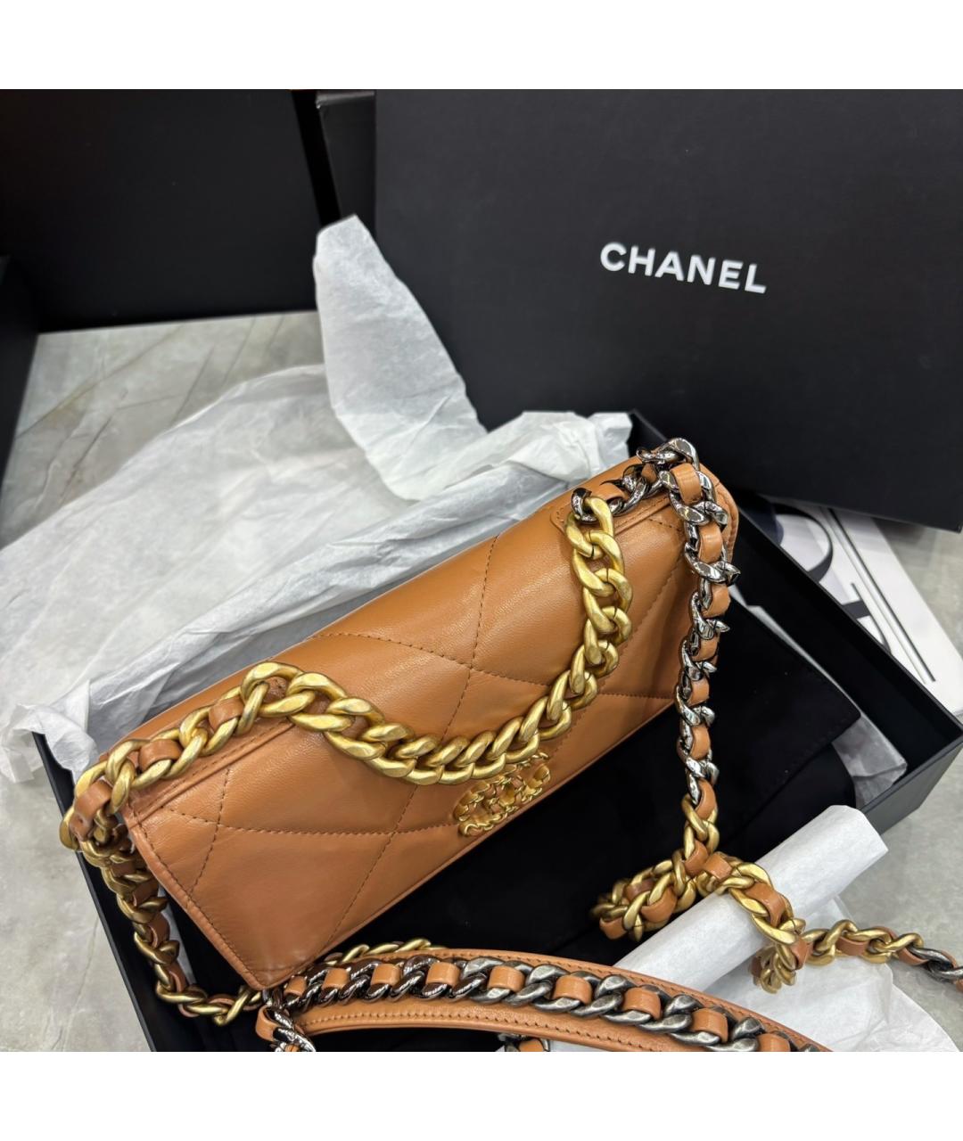 CHANEL Коричневая кожаная сумка через плечо, фото 6