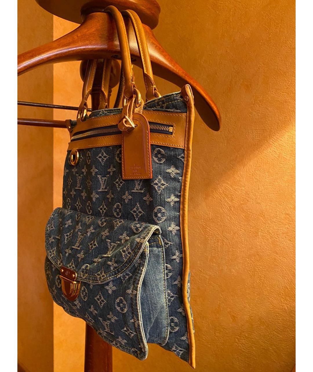 LOUIS VUITTON Синяя деним сумка тоут, фото 2