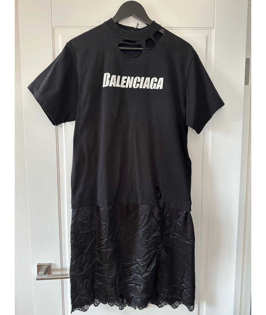 BALENCIAGA Черное хлопковое повседневное платье, фото 8