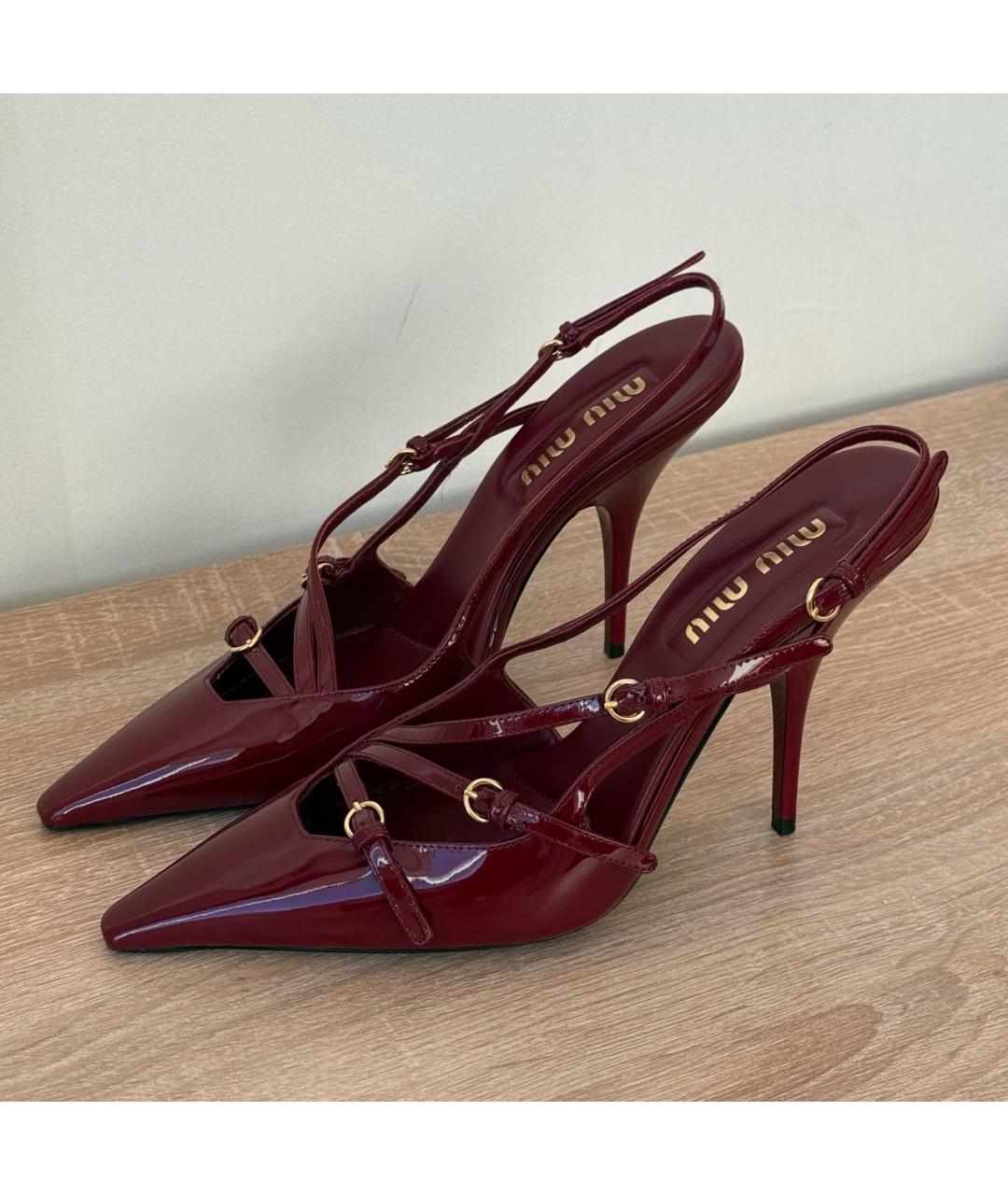 MIU MIU Бордовые туфли из лакированной кожи, фото 6