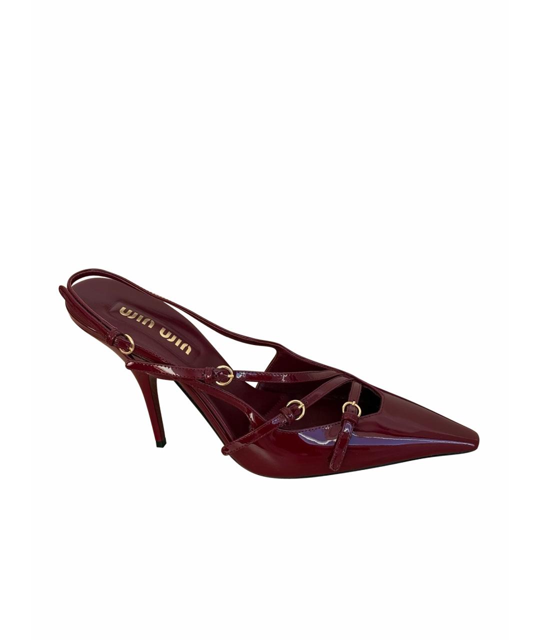 MIU MIU Бордовые туфли из лакированной кожи, фото 1