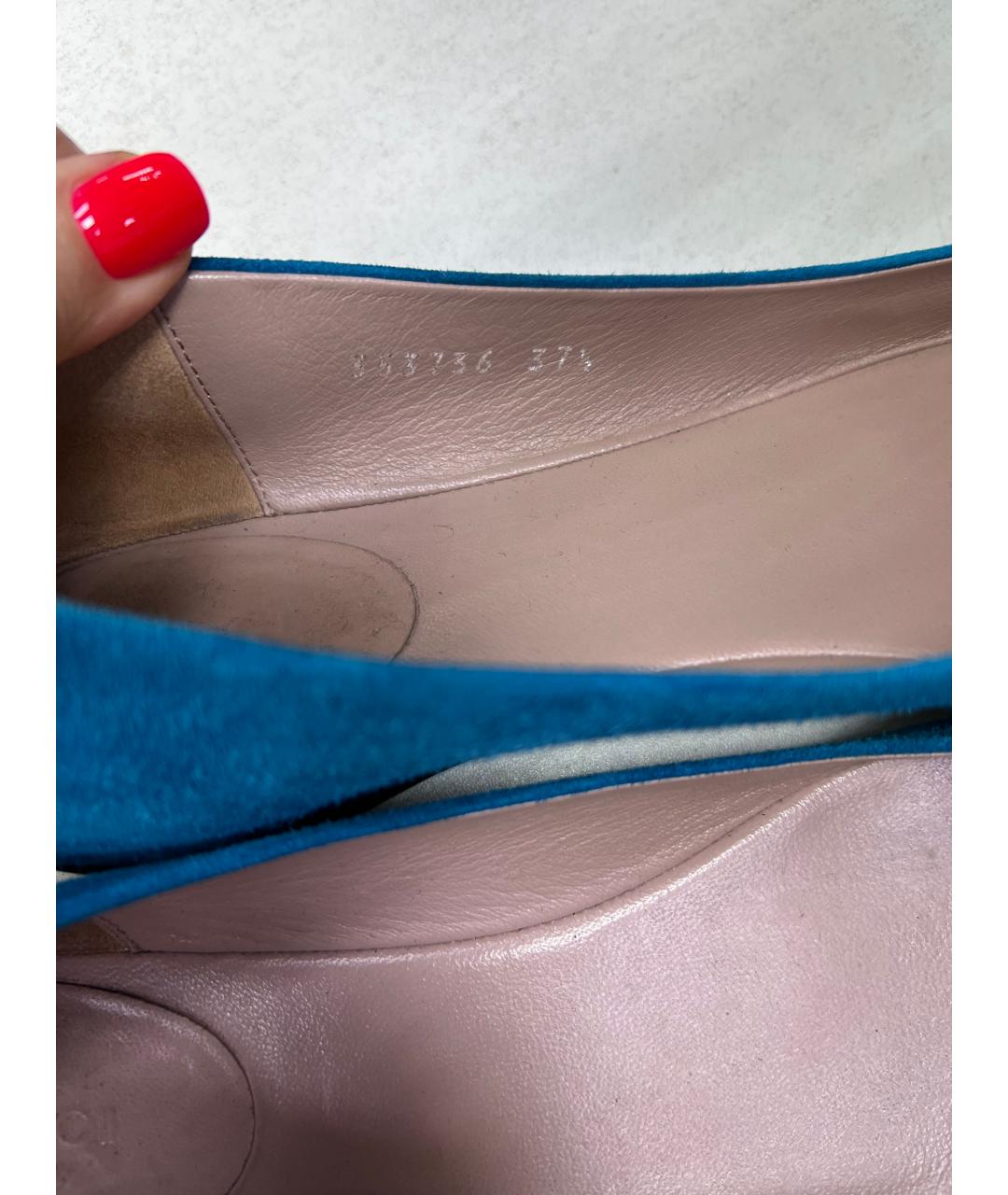 GUCCI Бирюзовые замшевые балетки, фото 6