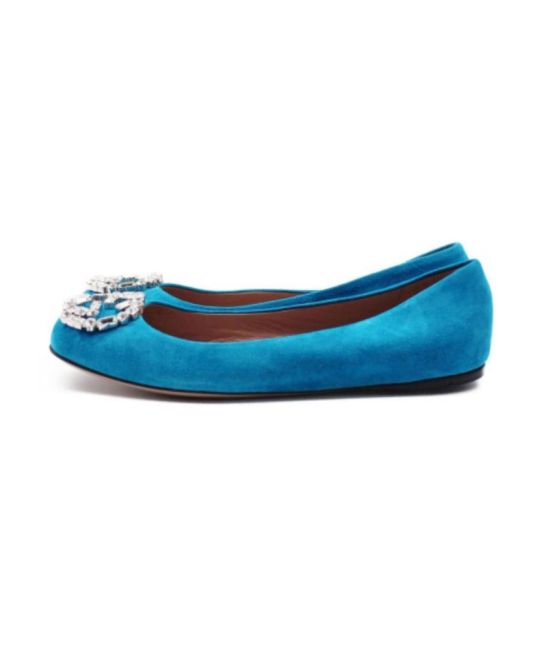 GUCCI Бирюзовые замшевые балетки, фото 9