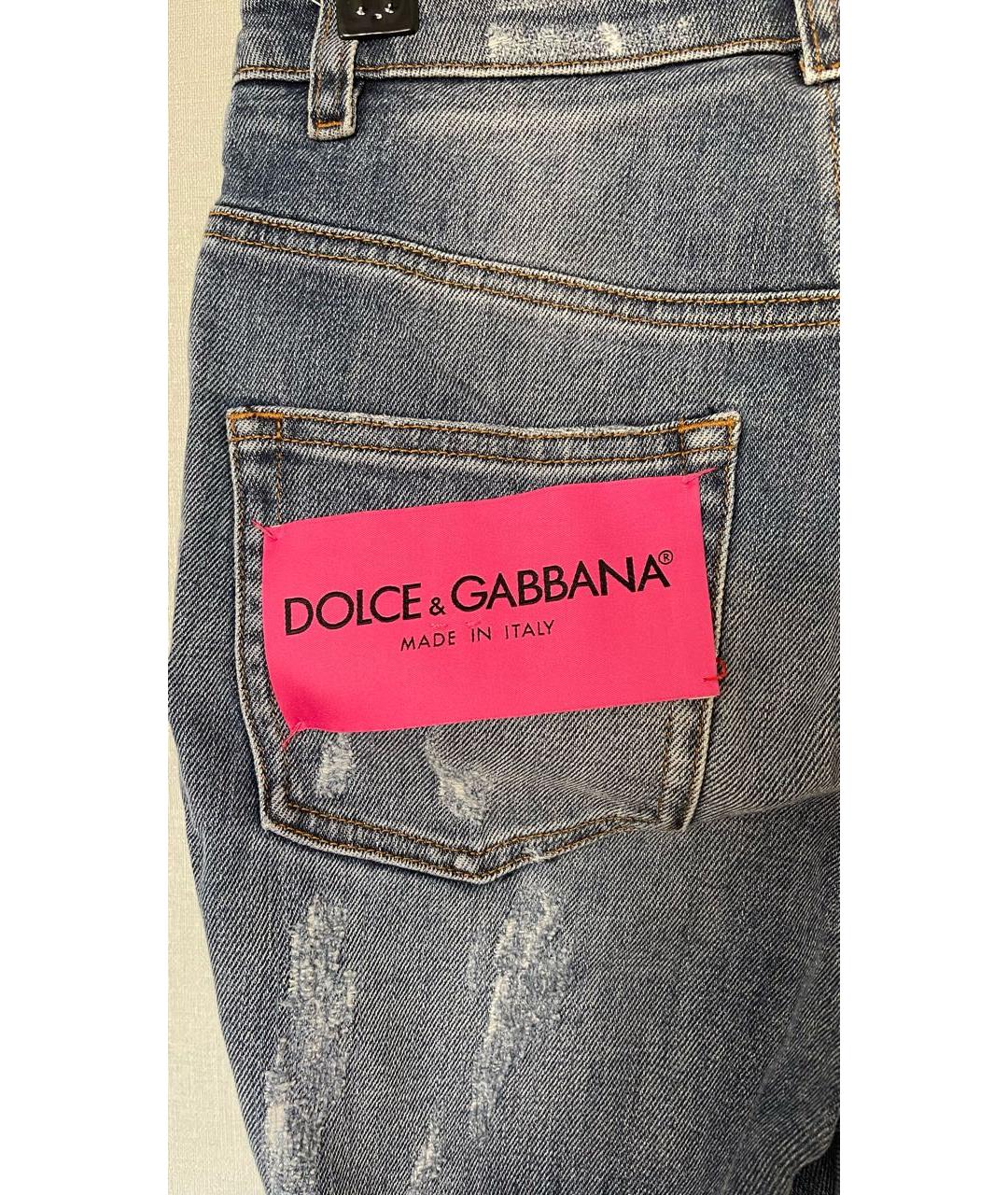 DOLCE&GABBANA Синие хлопко-эластановые прямые джинсы, фото 3