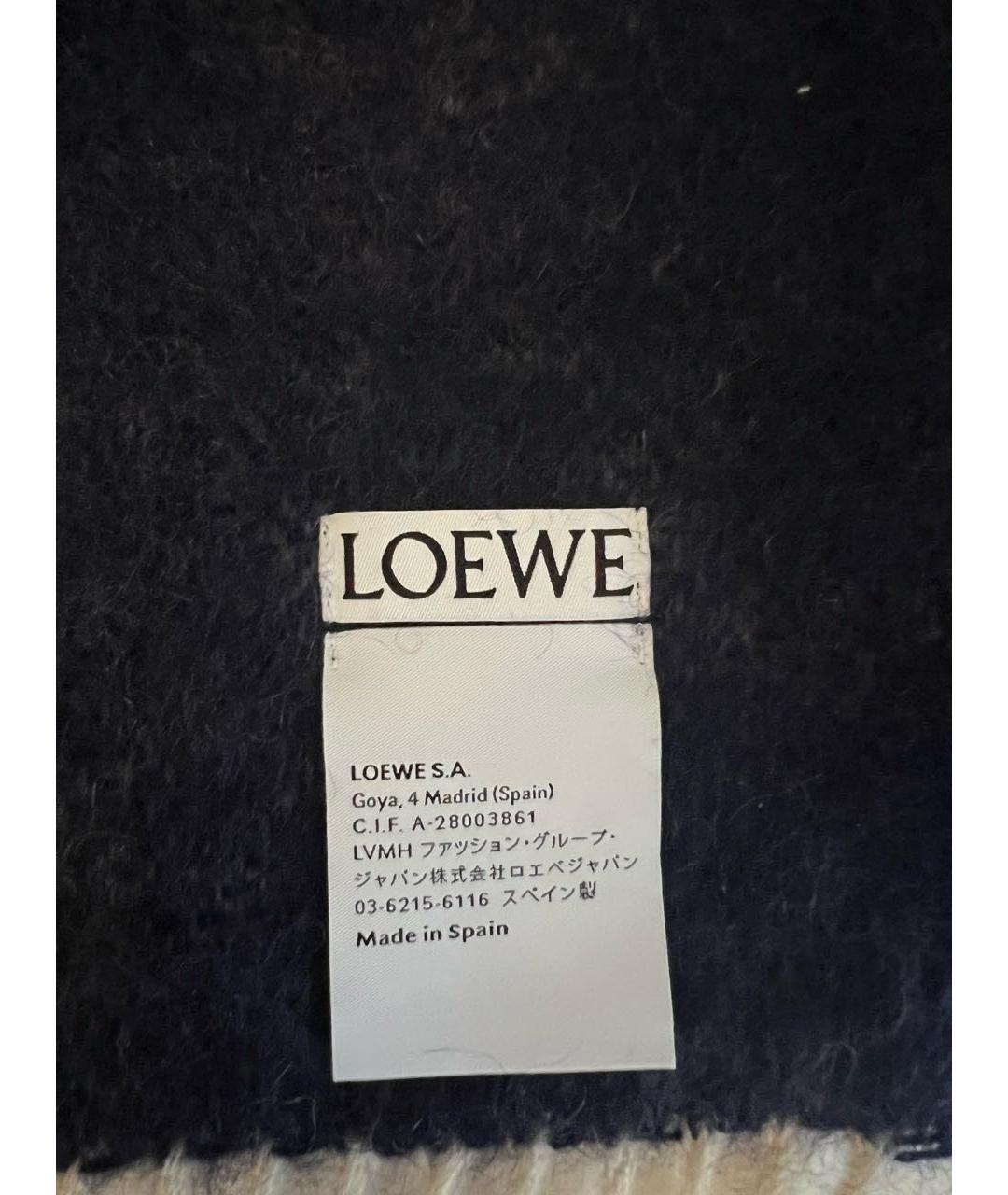 LOEWE Темно-синий шерстяной шарф, фото 4