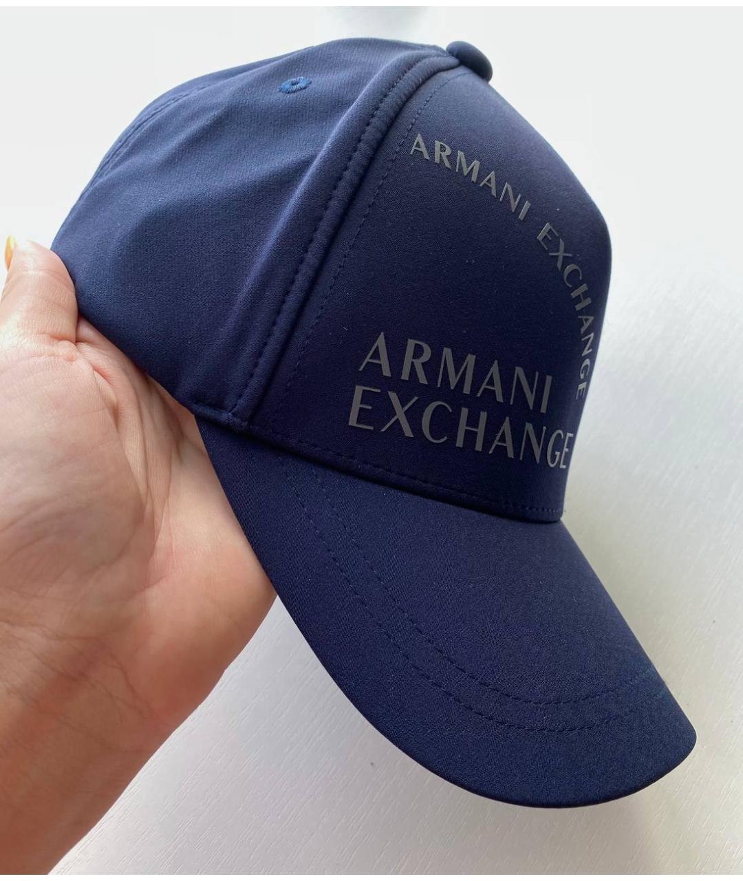 ARMANI EXCHANGE Темно-синяя хлопковая кепка/бейсболка, фото 2