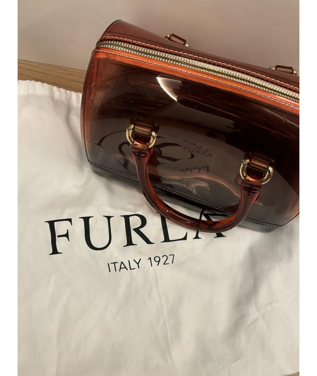 FURLA Коричневая синтетическая сумка с короткими ручками, фото 3