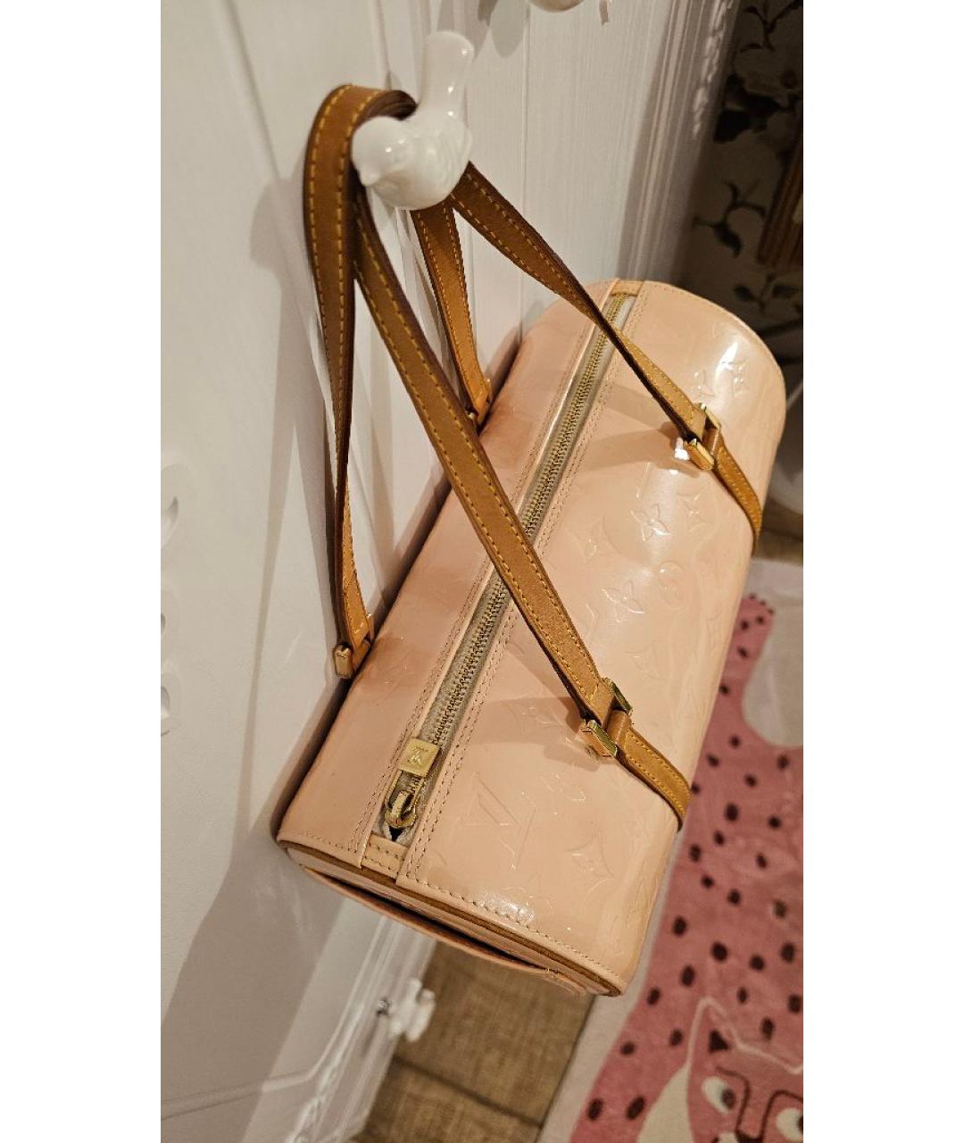 LOUIS VUITTON Бежевая кожаная сумка с короткими ручками, фото 6