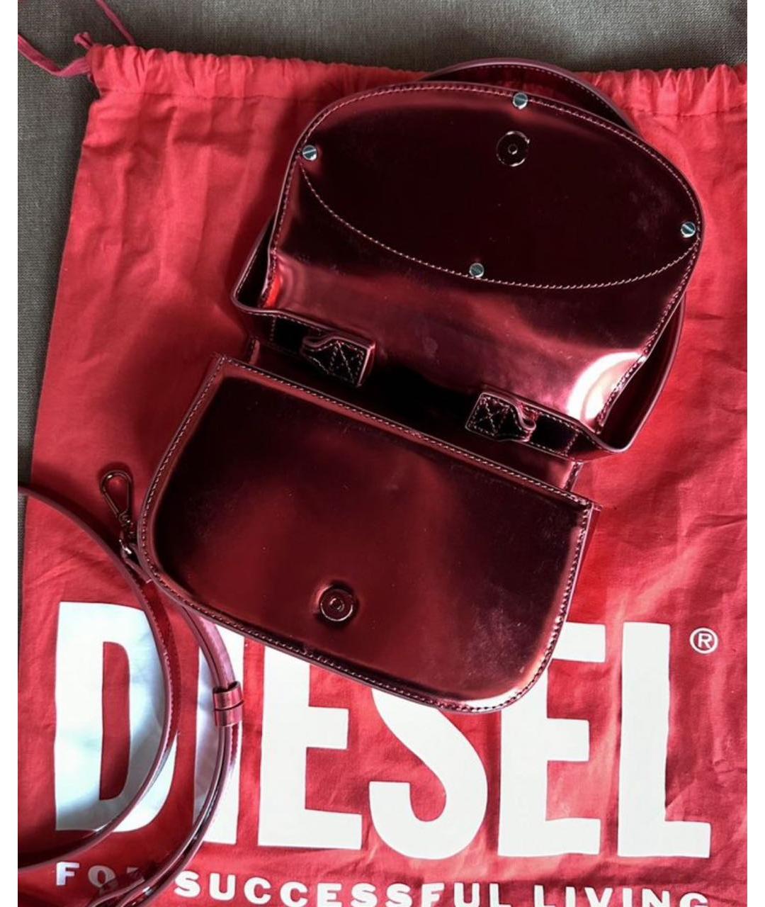 DIESEL Красная сумка через плечо из лакированной кожи, фото 6
