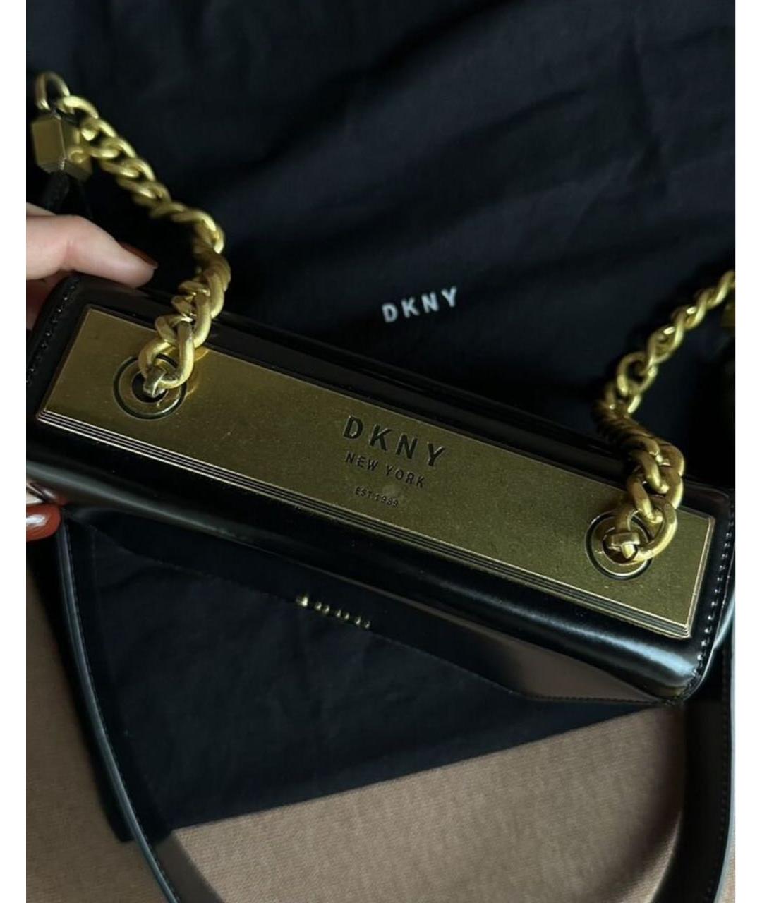 DKNY Черная кожаная сумка через плечо, фото 3