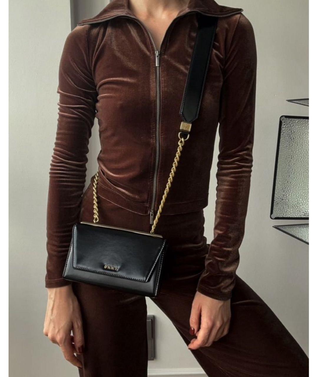 DKNY Черная кожаная сумка через плечо, фото 4