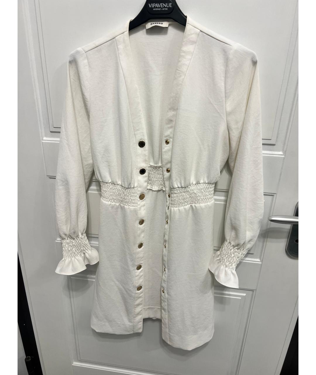 SANDRO Белое полиэстеровое повседневное платье, фото 2