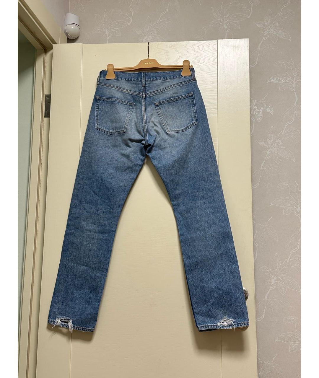 BALENCIAGA Голубые хлопковые прямые джинсы, фото 2