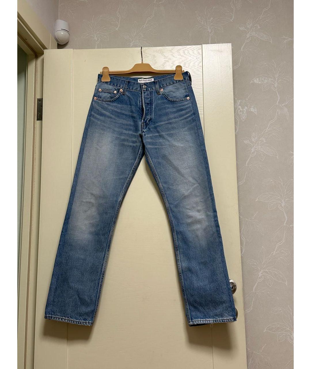 BALENCIAGA Голубые хлопковые прямые джинсы, фото 4
