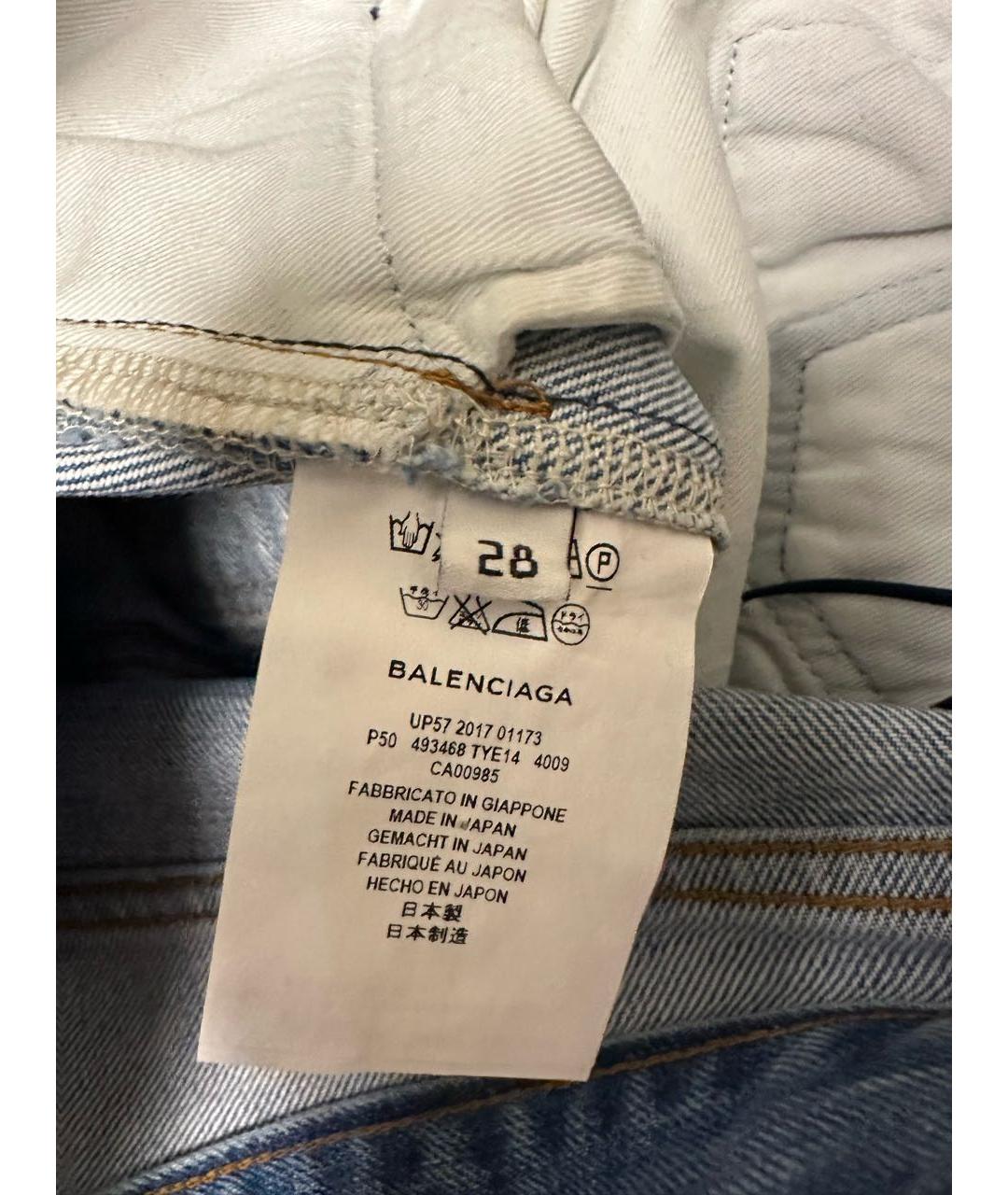 BALENCIAGA Голубые хлопковые прямые джинсы, фото 3